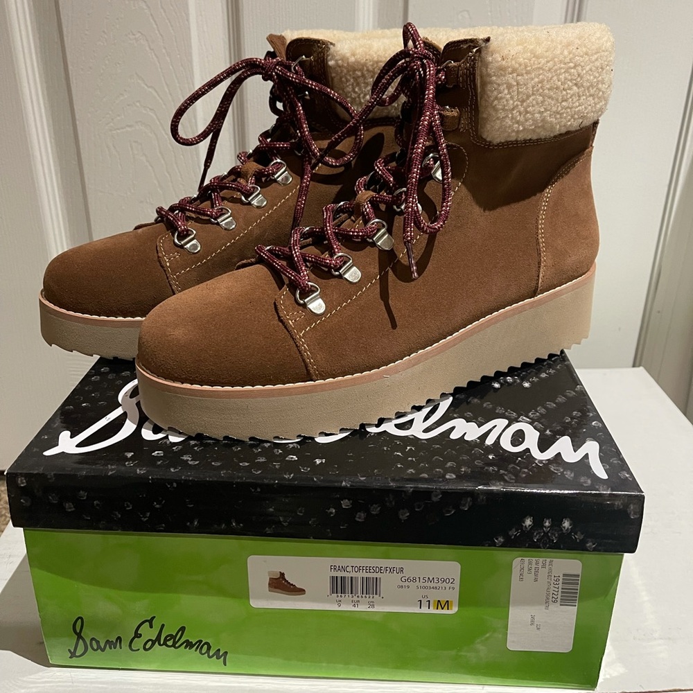Sam Edelman Faux Shearling Suede Platform Short Boot